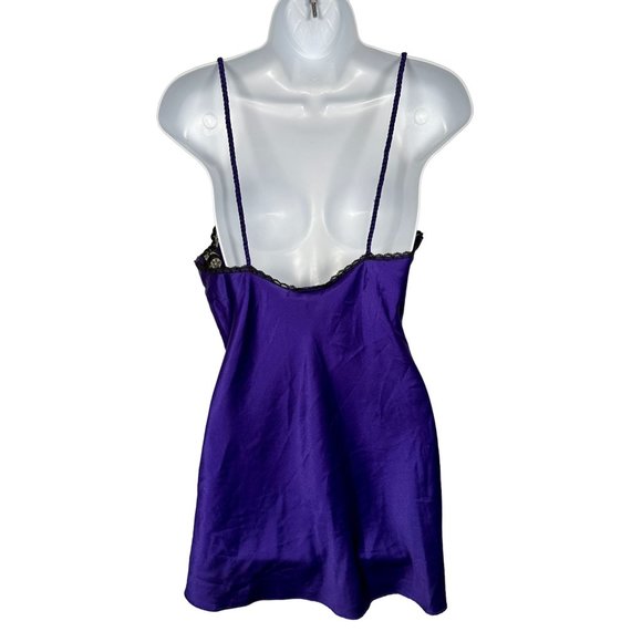 Vintage Victoria's Secret Small Nightgown Slip Purple Black Lace Sexy Polyester - Picture 5 of 12